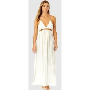 V-Neck Jewel Maxi Dress Spaghetti Straps Cover Up Ibiza By Anne Cole Small